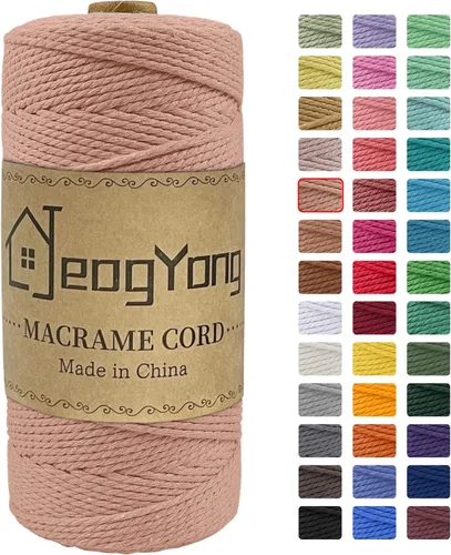 Miniatura 13 de JeogYong Cuerda de macramé de 0.078 pulgadas x 218 yardas, cuerda de algodón natural torcida de 3 hebras, cuerda de algodón de color para colgar Café