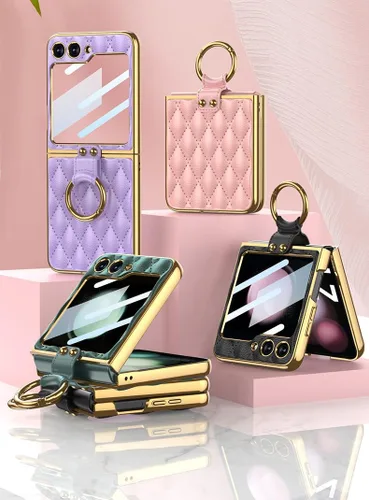 Miniatura 2 de SHIEID Z Flip 5 - Funda para Samsung Galaxy Z Flip 5 con anillo para teléfono, forro de esponja y diseño en forma de diamante para Samsung Galaxy Z