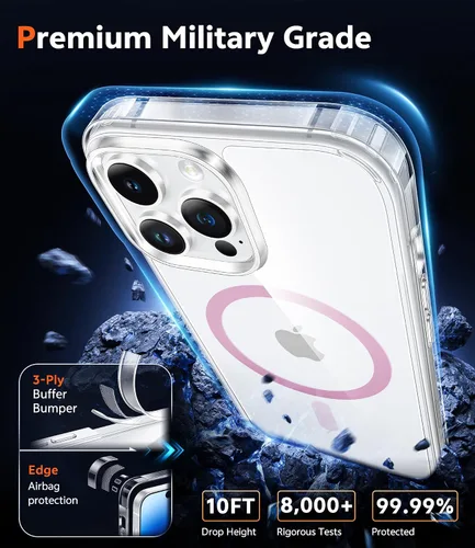 Miniatura 1375 de FNTCASE Funda para iPhone 13 Pro-Max: Fundas magnéticas transparentes compatibles con Magsafe Slim anti amarillamiento protección contra caídas