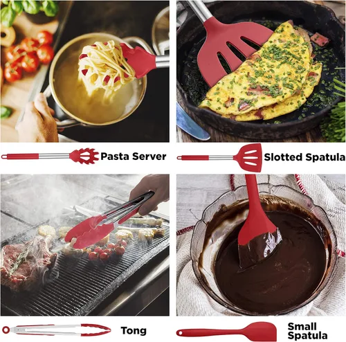 Miniatura 2 de ORBLUE Juego de utensilios de cocina de silicona, utensilios de cocina de 14 piezas con soporte, cabezales de silicona seguros de grado alimenticio