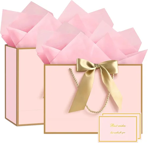 Miniatura 8 de JMANNI Bolsas de regalo, 3 piezas de tamaño mediano con cinta de lazo, bolsa de regalo de papel portátil, patrón de mármol, para cualquier ocasión
