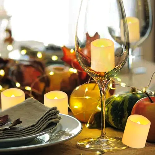 Miniatura 2 de Paquete de 36 velas de té sin llama de 1.5 x 1.8 pulgadas, funcionan con pilas, velas votivas LED parpadeantes, velas falsas eléctricas parpadeantes