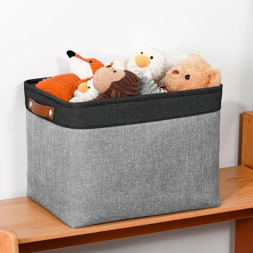 Miniatura 3 de DULLEMELO Contenedores de almacenamiento de tela, cestas grandes decorativas para estantes del hogar y dormitorio, organizadores de juguetes de lona