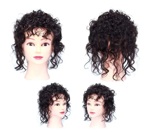 Peluca de pelo humano para mujer con brazaletes ondulados y rizados, con clip en la corona, para cabello fino, Curly