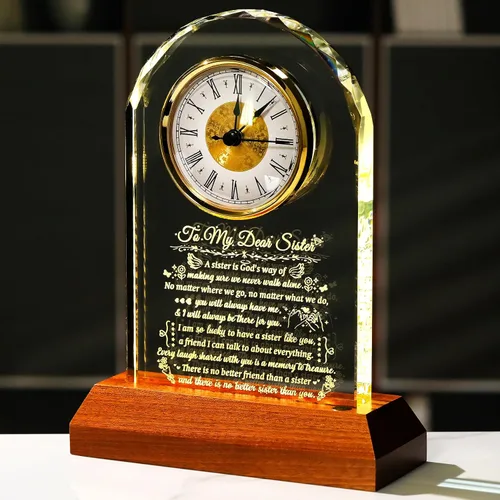Miniatura 17 de Arikyrist Regalos para Tía de Sobrina y Sobrino con Base de Madera con Luz, Reloj de Cristal Significativo para Tía, Regalos de Cumpleaños, Regalos