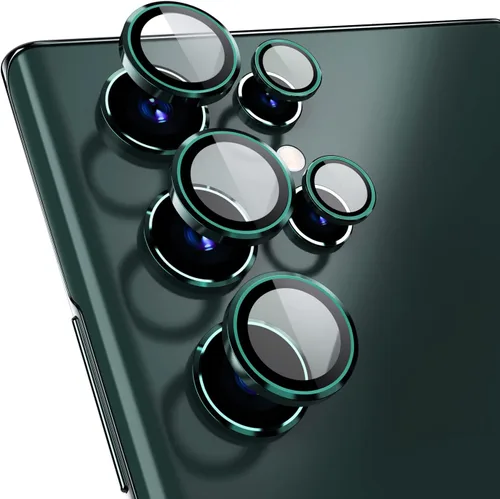 Miniatura 25 de Bling - Protector de lente de cámara para Samsung Galaxy S22 Ultra solamente, cubierta de anillo de lente de ajuste completo con película de Negro