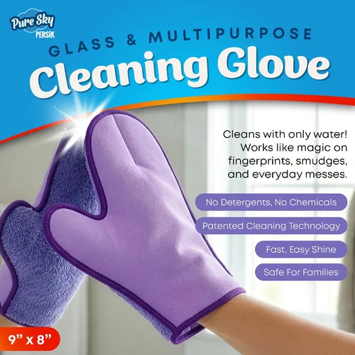 Miniatura 2 de persik Pure-Sky - Guante de limpieza de microfibra Ultra – Just Add Water No necesita detergentes – 2 en 1, combinación para vidrio y multiusos