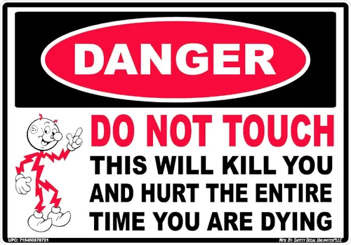 Danger Do Not Touch This Kills You Safety Decal Unlimited - Adhesivo adhesivo de advertencia de peligro de electrocución de alto voltaje, vinilo