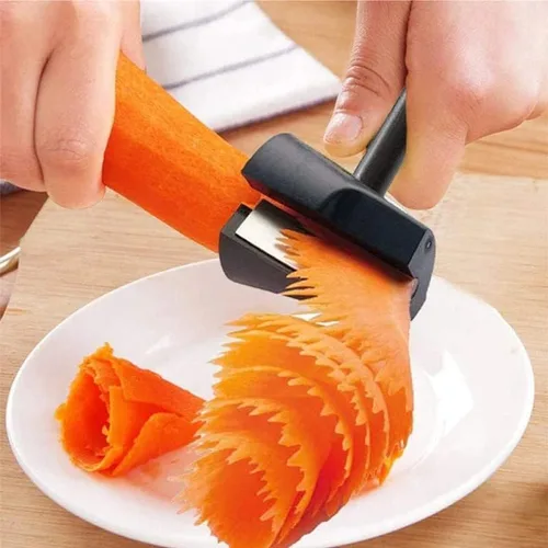 Miniatura 3 de Rodillo de flores de embudo en espiral, pelador de zanahoria, rizador de zanahoria de grado alimenticio, rodillo de flores de verduras fácil