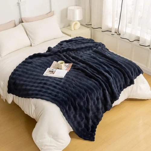 Miniatura 27 de YUSOKI - Manta de forro polar 3D con burbujas Felpa ultrasuave y esponjosa de 13.44 oz/m² Manta ligera y acogedora para sofá cama Para todas