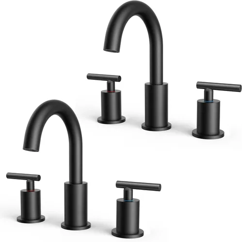 Miniatura 20 de FORIOUS Juego central de grifo de baño dorado cepillado de 4 pulgadas, 2 manijas y 2 agujeros dorados para tocador de baño con metal emergente