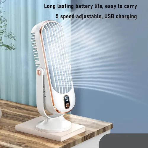 Miniatura 2 de Gonetre Ventilador de escritorio, ventilador de torre USB, enfriador de aire portátil, ventilador vertical, 5 velocidades, motor sin escobillas