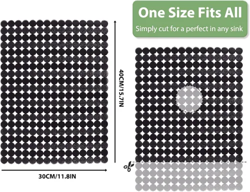 Miniatura 2 de Paquete de 2 alfombrillas para fregadero de cocina de acero inoxidable/cerámica, protectores ecológicos de PVC para la parte inferior del fregadero