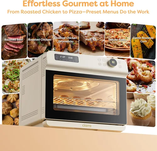 Miniatura 4 de CIARRA Horno de Vapor de Encimera 12 en 1 con Freidora de Aire, Combo de Freidora de Aire de Vapor de 25.4QT Nosh Oven Pro - Tostador de Convección