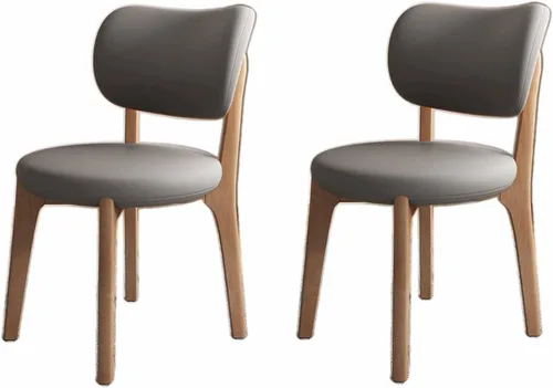 Miniatura 47 de Juego de 2 sillas de comedor tapizadas de cuero suave, sillas de comedor de madera maciza, con asiento acolchado y patas de madera para cocina, sala