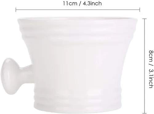 Miniatura 7 de Tazón de jabón de afeitar de plástico de 2 colores Tazón de jabón de afeitar de espuma Tazón de crema con mango pequeño Tazón de afeitar