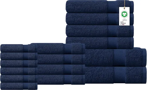 Miniatura 54 de Toallas 100% algodón orgánico de 22.93 oz/m² de felpa al tacto de secado rápido, paquete de 12 toallas de lavado de algodón orgánico, certificado