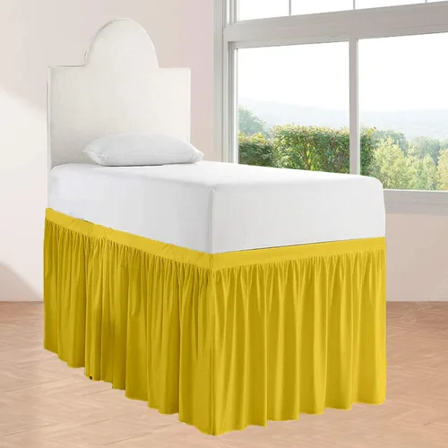 Miniatura 25 de Falda de cama larga de 42 pulgadas con caída de 42 pulgadas, patrón de volantes, falda de cama para dormitorio universitario, esquinas divididas