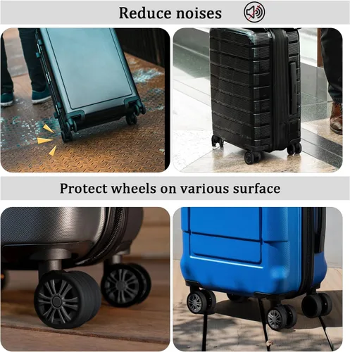 Miniatura 5 de TOYMIS 8 fundas para ruedas de equipaje, fundas protectoras de rueda de maleta portátil, fundas protectoras de rueda de equipaje de silicona