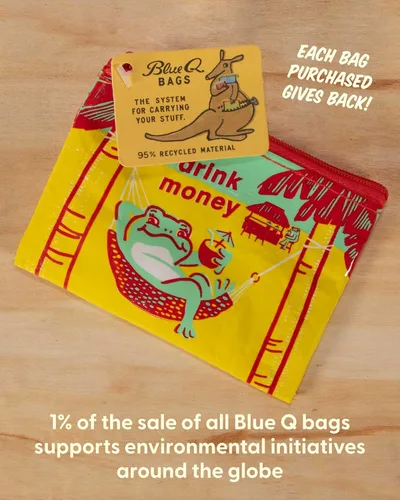 Miniatura 43 de Blue Q Monedero, hecho de 95% plástico reciclado. Práctica pequeña bolsa con cremallera para guardar monedas, tarjetas de regalo, auriculares, más.