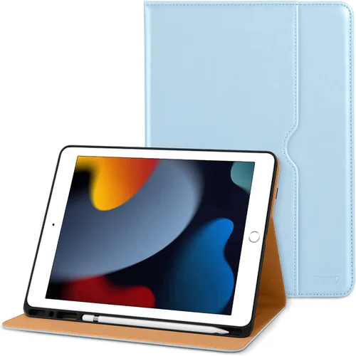 Miniatura 10 de DTTO para iPad de 9ª/8ª/7ª generación de 10.2 pulgadas 2021/2020/2019, funda tipo cartera de negocios de cuero premium con soporte para Apple Pencil