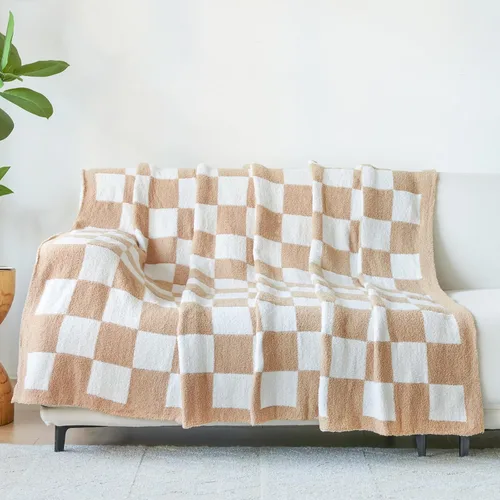 Miniatura 4 de Manta a Cuadros, Mantas Suaves y Acogedoras para Sofá Cama, Manta de Picnic de Viaje a Cuadros Esponjosa Ligera y Cómoda, Regalos para Sofá Silla