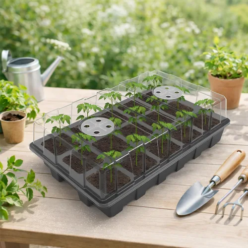 Miniatura 7 de Gardzen Paquete de 10 kits de iniciación de semillas, bandejas reutilizables para germinación de plantas con un total de 150 celdas, bandeja