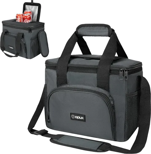 Miniatura 13 de OPUX Bolsa térmica suave, térmica y plegable con aislamiento térmico para hombres, trabajo, campamento, playa, viajes, portátil, suave, a prueba