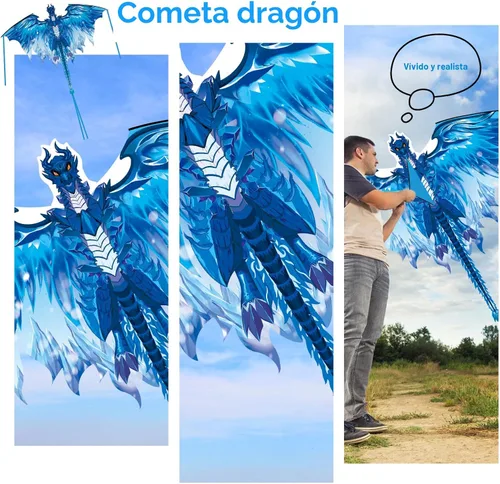 Miniatura 7 de Cometa de dragón para adultos, regalos para Pascua, cometas para niños de 4 a 8 a 12 años, fácil de volar, cometa para principiantes, viajes a