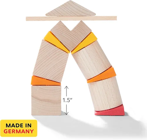 Miniatura 4 de HABA Juego de bloques de madera con tarjetas de patrón, juego de bloques de madera para edades de 4 a 8 años para habilidades motoras finas, hecho