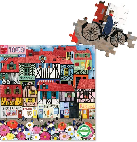 Miniatura 6 de eeBoo: Piece and Love Whimsical Village - Rompecabezas cuadrado de 1000 piezas para adultos y familias, incluye piezas brillantes y resistentes