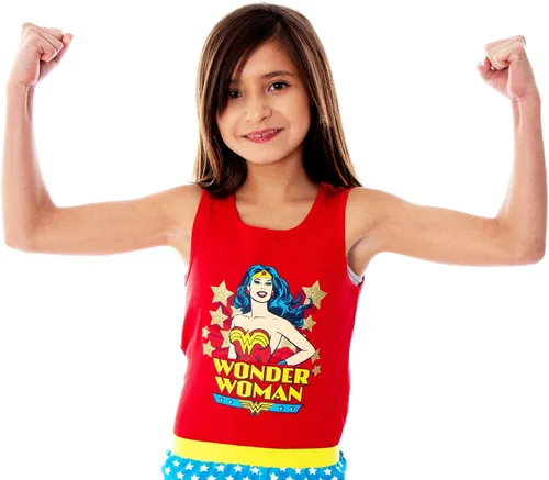 Miniatura 4 de DC Comics - Conjunto de pijama de mujer maravilla de 2 piezas para niñas