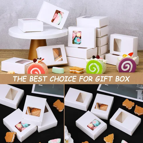 Miniatura 5 de Spakon 30 cajas de jabón de papel kraft blanco con ventana, 3.5 x 2.6 x 1.2 pulgadas, se adapta a hasta 4 jabones hechos a mano, caja de regalo