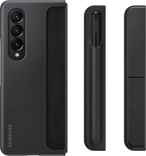 Miniatura 2 de Funda Samsung Galaxy Z Fold4 con soporte para S Pen y soporte para bolígrafo S, funda protectora con pata para visualización con manos libres, Negro