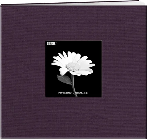 Pioneer - Álbum de fotos postbound con ventana, 12 x 12 pulgadas, tapa de tela y color rojo Wildberry Púrpura