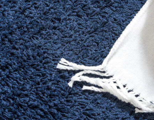 Miniatura 8 de Unique Loom Solid Shag Collection Alfombra de Área (2 pies 2 pulgadas x 6 pies 5 pulgadas Pasillo, Azul Zafiro/Azul Marino)