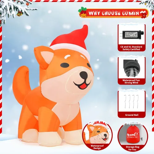Miniatura 6 de COMIN - Inflables de Navidad de 1.2 m para decoración al aire libre, perro inflable con luces LED integradas para Navidad, decoración de patio