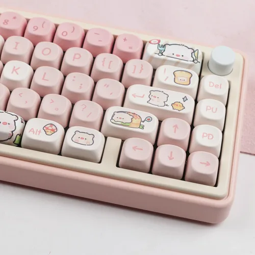 Miniatura 8 de Hyekit Teclas PBT - 145 Teclas Perfil MOA Cerdo Rosa, Conjunto de Teclas Lindas con Sublimación de Tinte para Teclado Mecánico con Interruptores