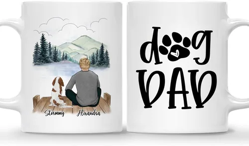 Miniatura 15 de Gossby Taza personalizada para papá con perro, Forever in My Heart, regalo personalizado para hombres amantes de los perros con diseño, nombres, 1