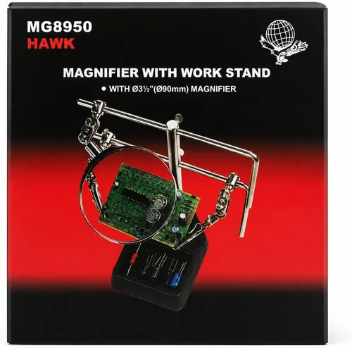 Miniatura 4 de MAGNA-DESK Lupa de mano ayudante 2x Base pesada Diámetro de lente de 3.5 pulgadas Mango ajustable Abrazaderas de cocodrilo seguras Ideal