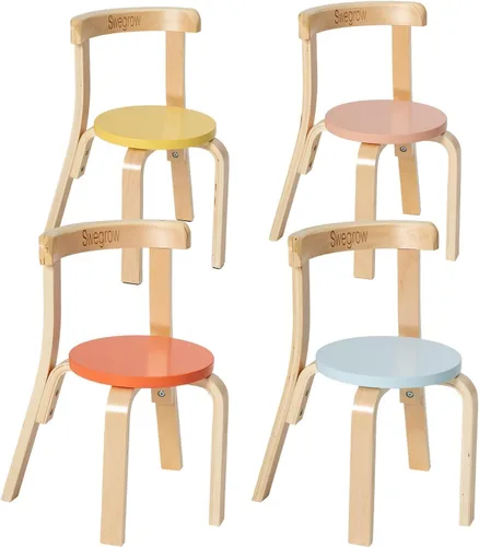 Swegrow Silla de Madera para Niños, Silla para Niños Pequeños para Mesa, Sillas Apilables para Niños, Muebles de Madera para Niños para Familia/Sala
