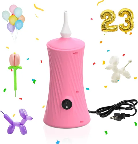 AXHJ Balloon Pump Electric Air Pumps for Long Balloons, Electric Air Balloon Pump, Balloon Inflator for Foil Twisty Animal Balloons in Birthday Rosa