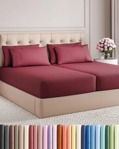 Miniatura 167 de Juego de sábanas Queen de 6 piezas, sábanas tamaño Queen, ropa de cama suave de lujo de hotel, refrescante, cómoda y transpirable, 1 encimera, 1 26
