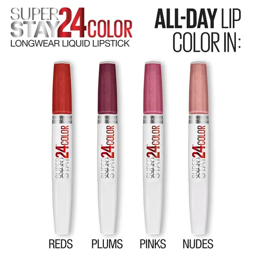 Miniatura 11 de Maybelline Super Stay 24, lápiz labial líquido de maquillaje de 2 pasos, color altamente pigmentado de larga duración con bálsamo hidratante, Merlot