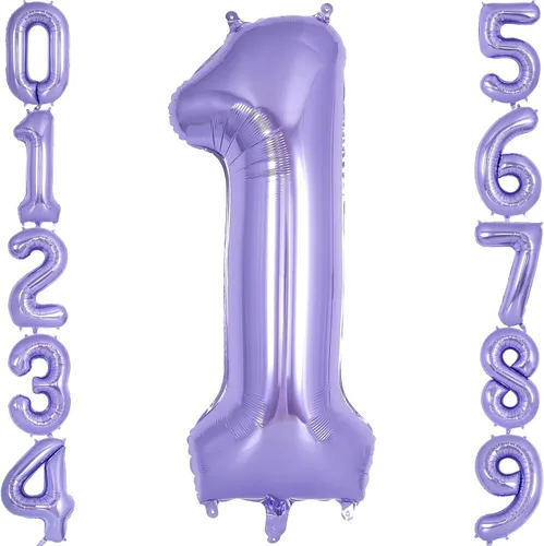 Miniatura 10 de Globo morado del número 3 de 40 pulgadas, globos grandes de aluminio con número de helio, globos gigantes de Mylar número 3 para cumpleaños de 3