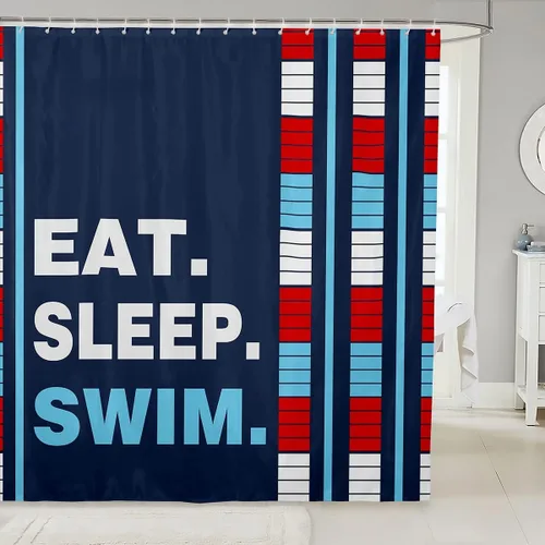 Miniatura 8 de Lacrosse - Cortina de baño para bañera para niños, con temática deportiva, cortina de ducha para niños y adultos, juego de cortina de ducha