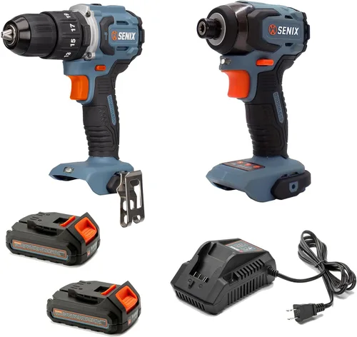 Miniatura 3 de SENIX X2 Kit de herramientas eléctricas inalámbricas de 20 voltios máximos de 2 piezas con taladro de martillo de 1/2 pulgada alimentado por batería
