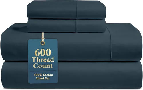 Miniatura 22 de LANE LINEN Juego de sábanas tamaño King – Sábanas de 600 hilos 100% algodón de fibra larga, naturalmente frescas y duraderas para el uso diario, 01