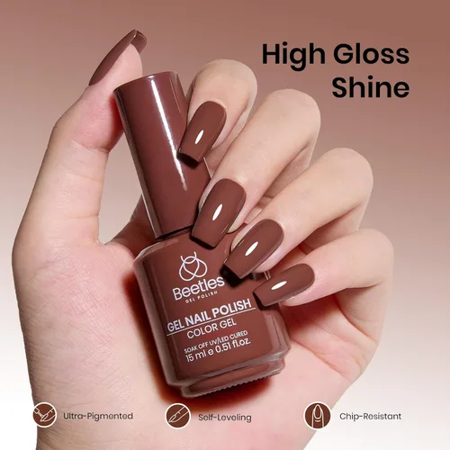 Miniatura 44 de Beetles - Esmalte de uñas de gel marrón – 0.5 onzas líquidas de esmalte de gel marrón oscuro, lámpara LED UV para uñas, regalo de manicura para I