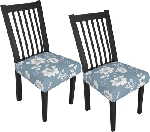 Miniatura 70 de Juego de 4 fundas elásticas para sillas de comedor, fundas para sillas de comedor con estampado floral, fundas para asientos de sillas con estampado